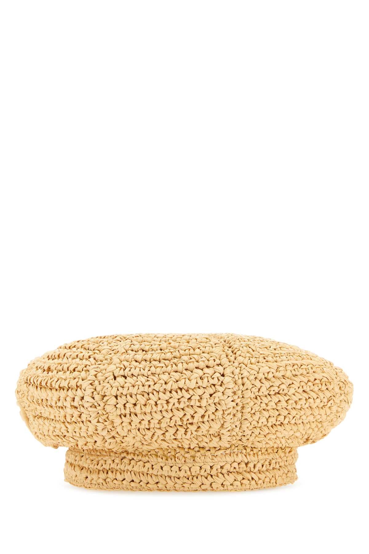 Prada Women Beige Rafia Baker Boy Hat