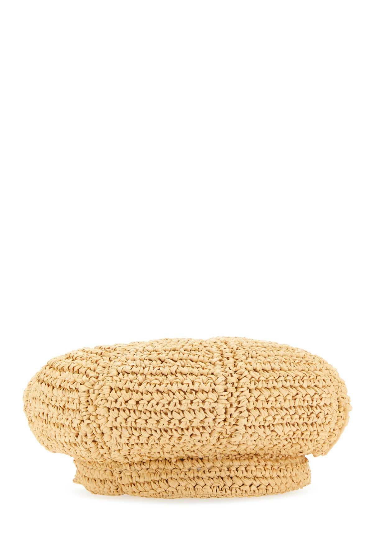 Prada Women Beige Rafia Baker Boy Hat
