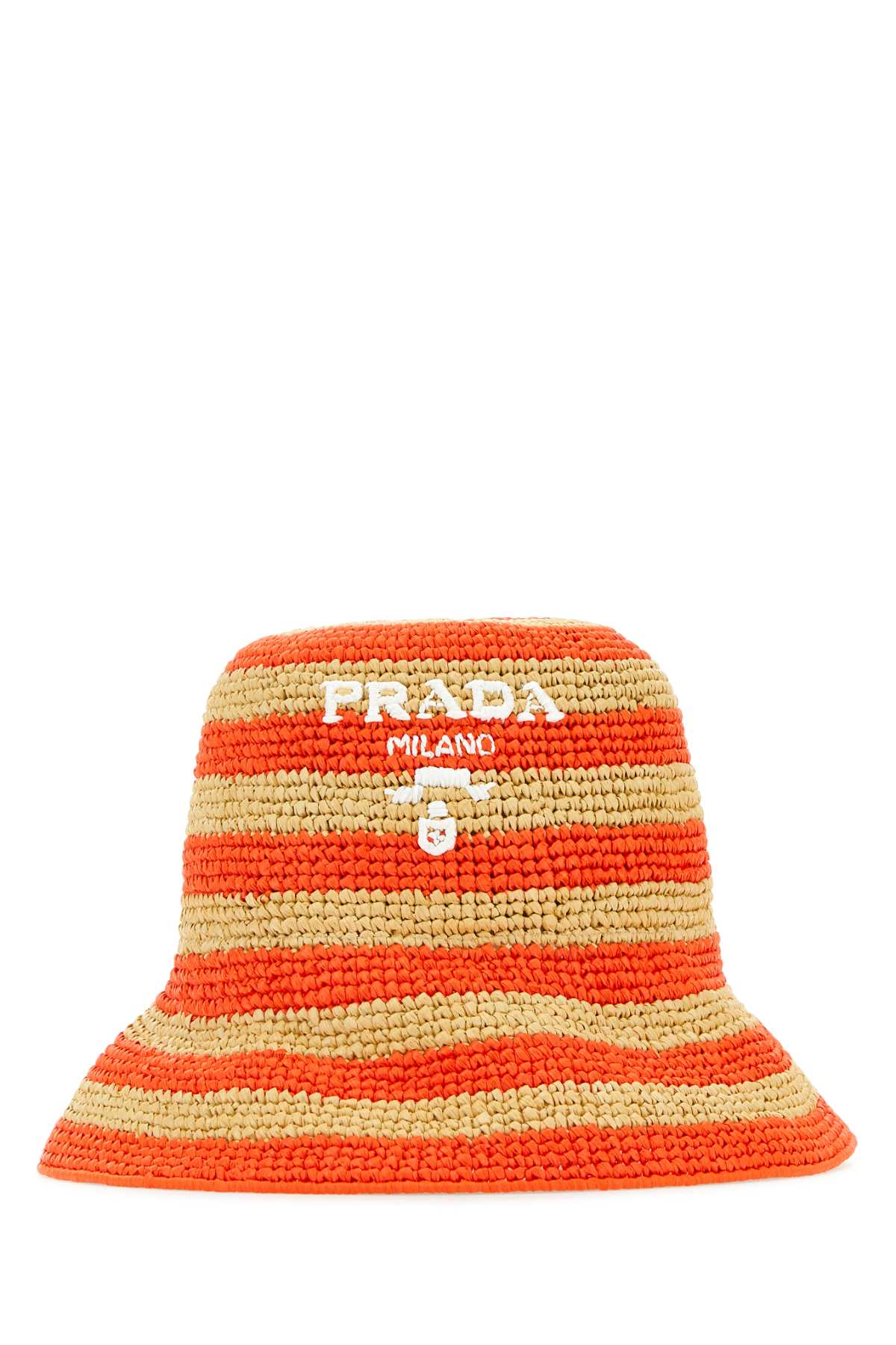 Prada Women Embroidered Raffia Bucket Hat