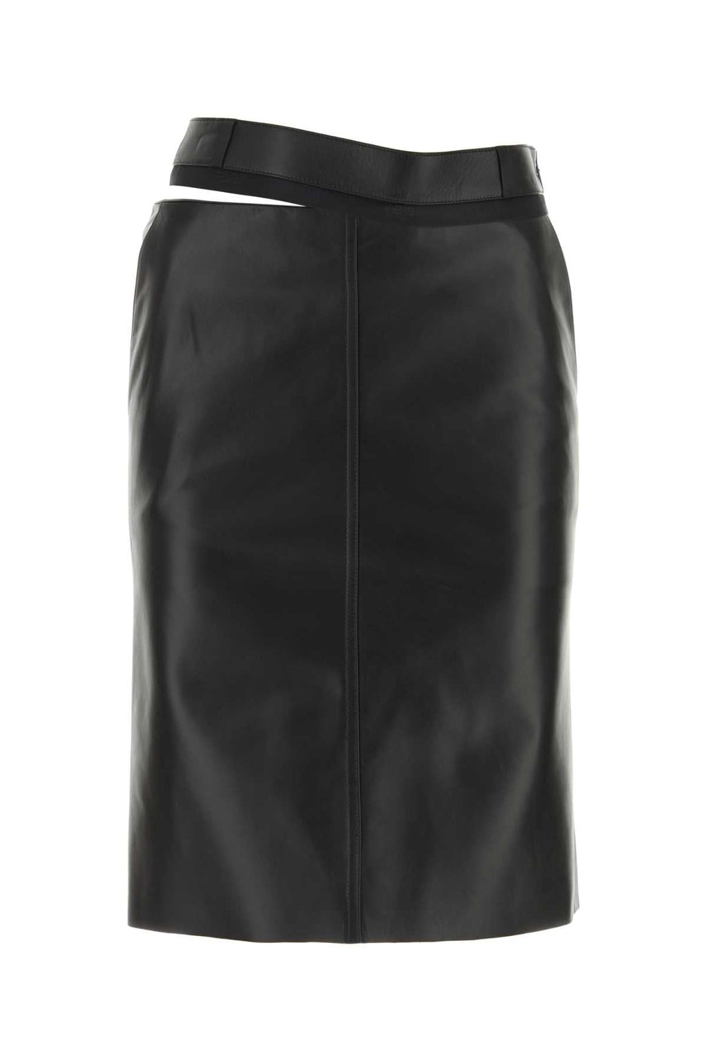 Fendi Women Black Leather Skirt