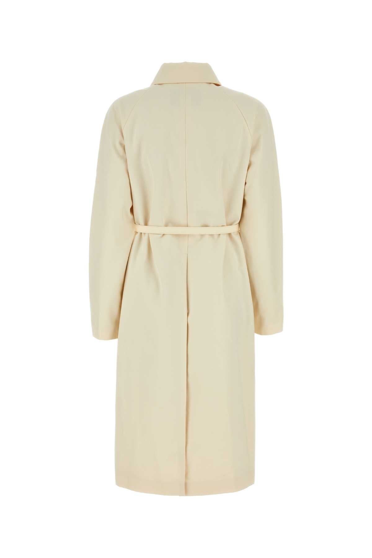 Fendi Women Ivory Polyester Blend Overcoat