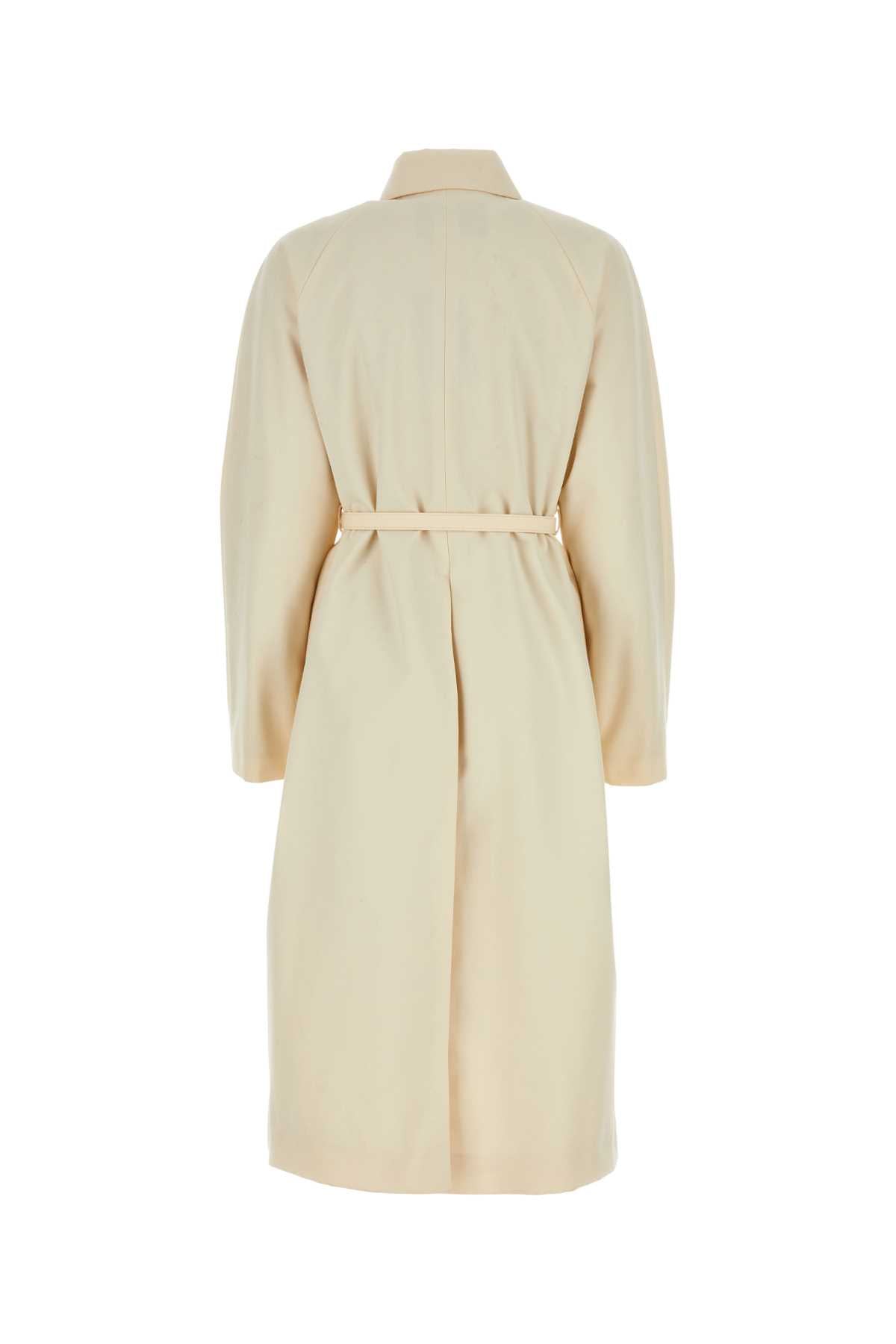 Fendi Women Ivory Polyester Blend Overcoat