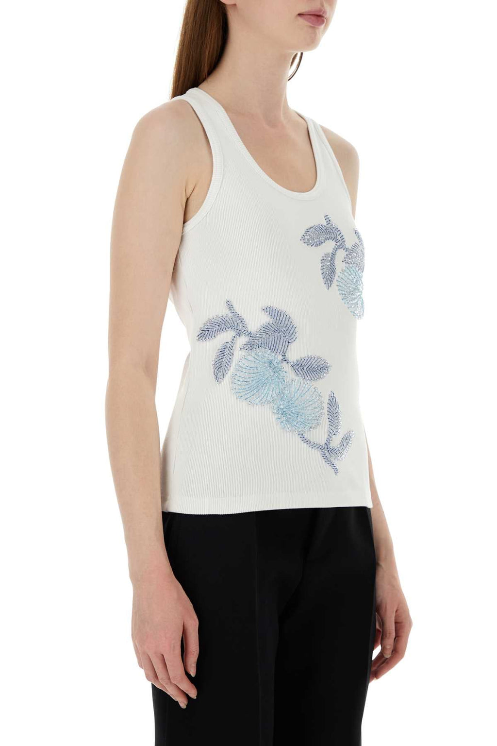 Bottega Veneta Women White Stretch Cotton Tank Top