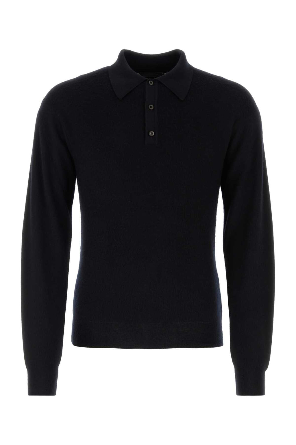 Prada Men Black Cashmere Blend Polo Shirt