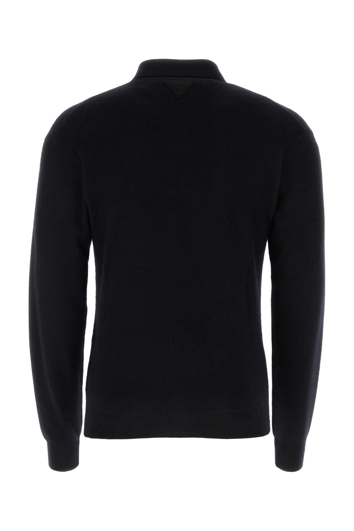 Prada Men Black Cashmere Blend Polo Shirt