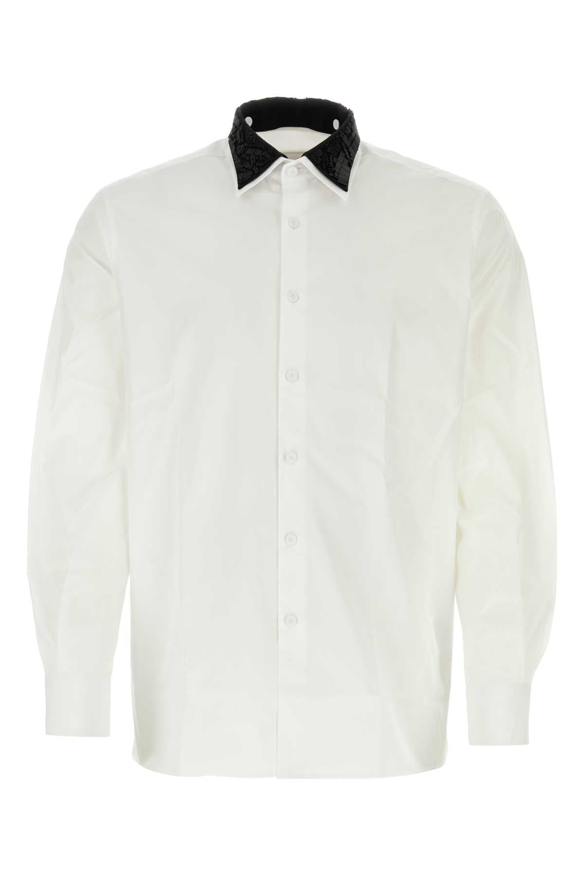 Prada Men White Poplin Shirt
