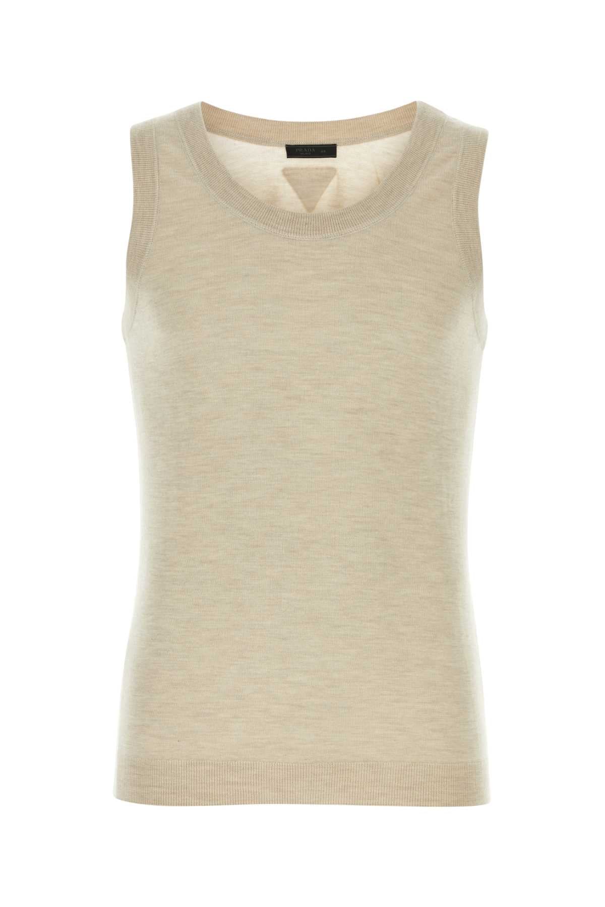 Prada Men Melange Sand Cashmere Tank Top