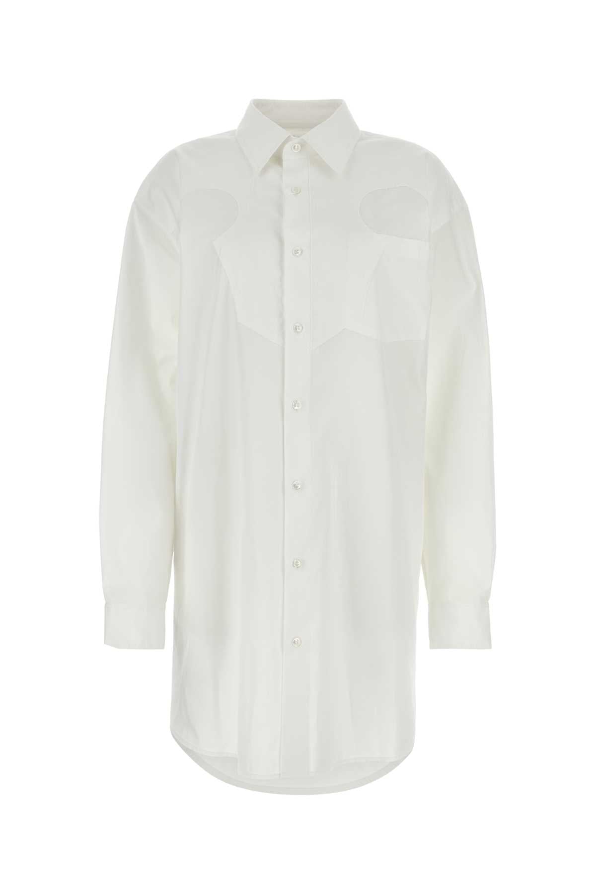 Maison Margiela Women White Poplin Shirt Mini Dress