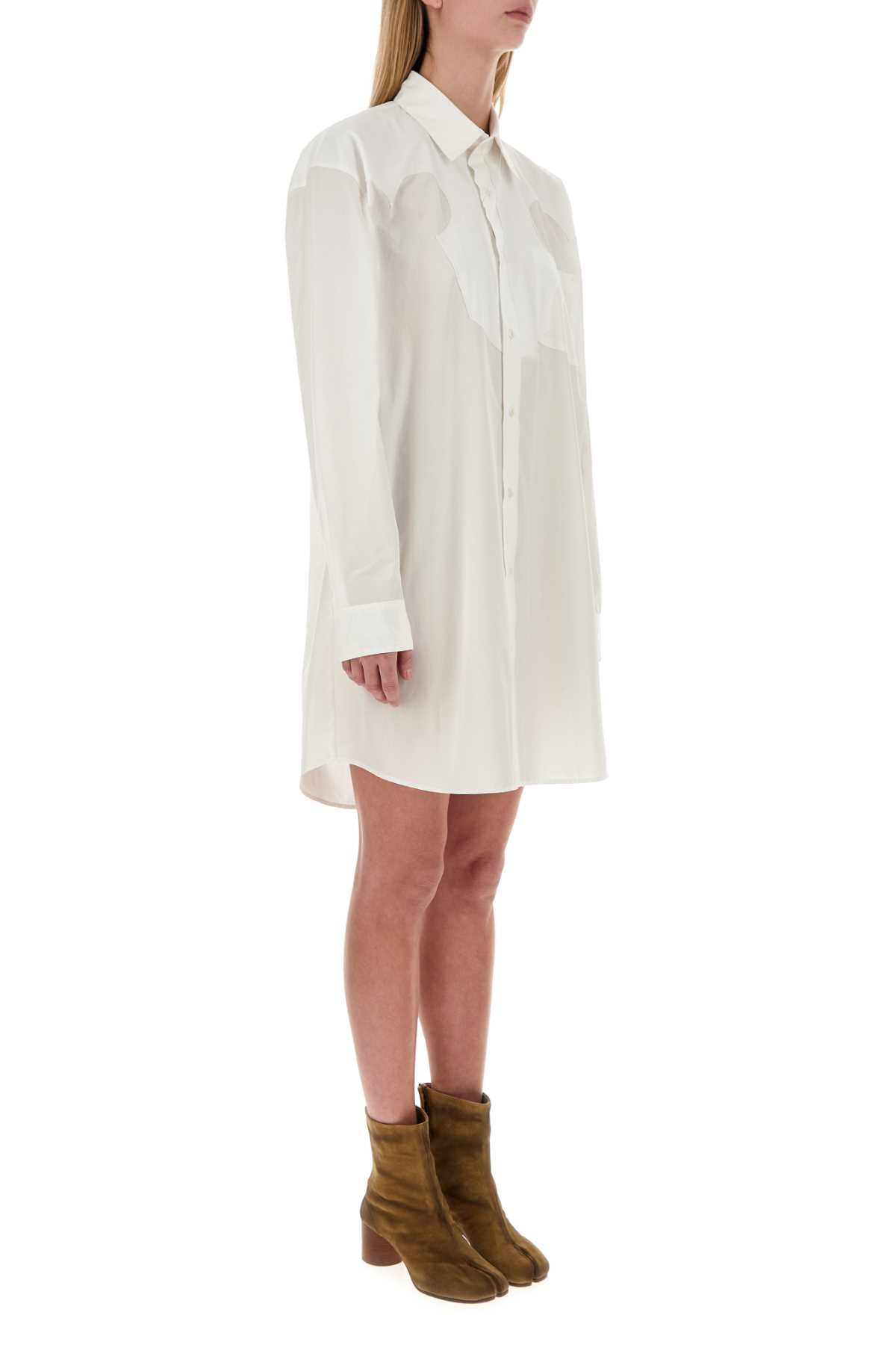 Maison Margiela Women White Poplin Shirt Mini Dress