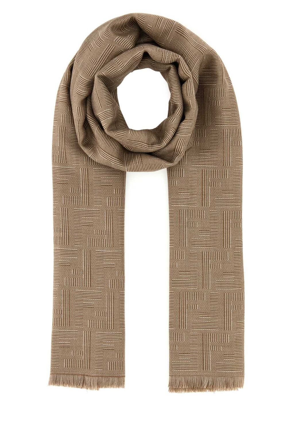 Fendi Men Embroidered Wool Blend Scarf