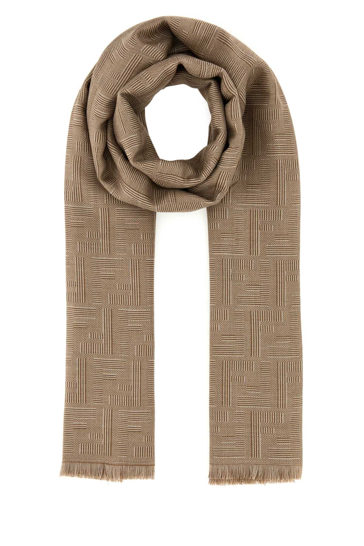 Fendi Men Embroidered Wool Blend Scarf