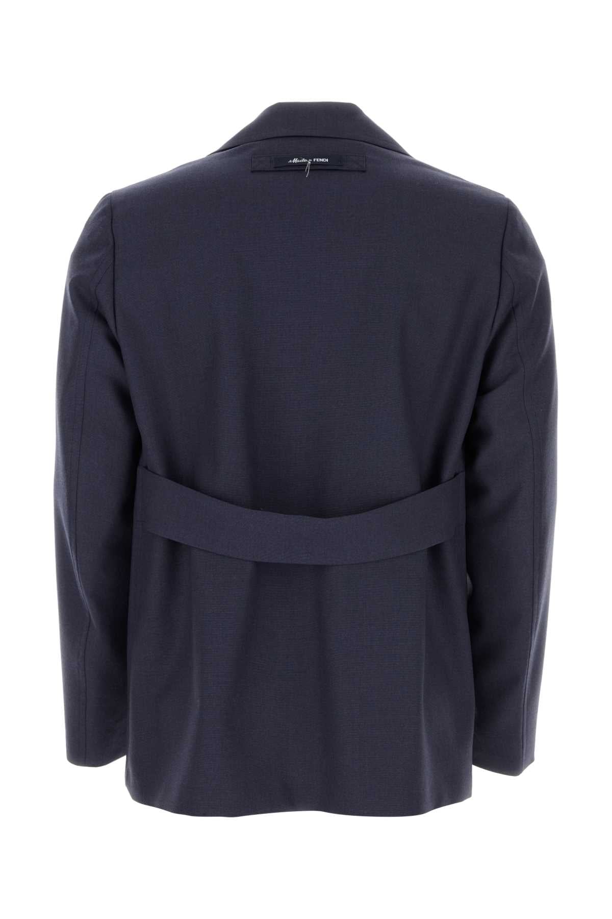 Fendi Men Blue Wool Blazer