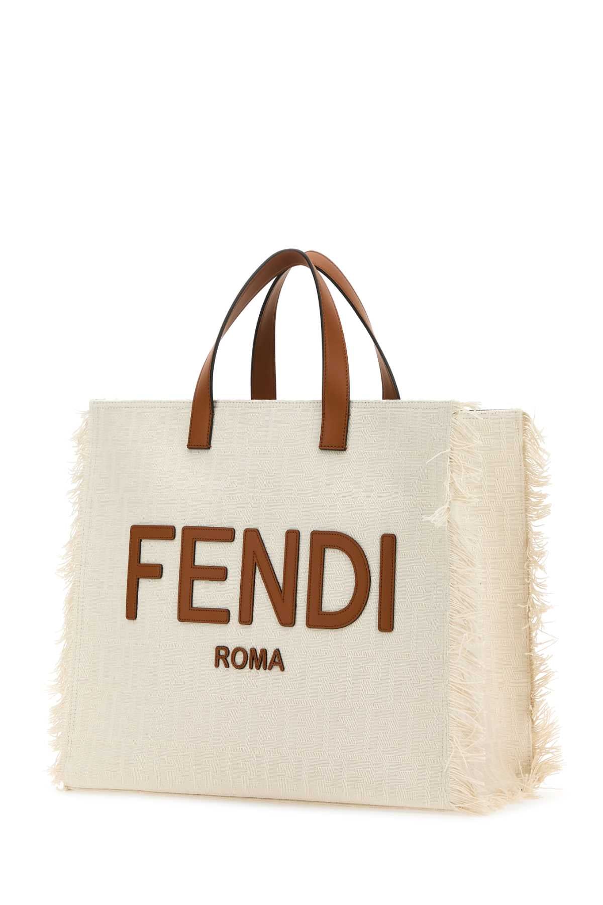 Fendi Men Embroidered Jacquard Ff Shopper Shopping Bag