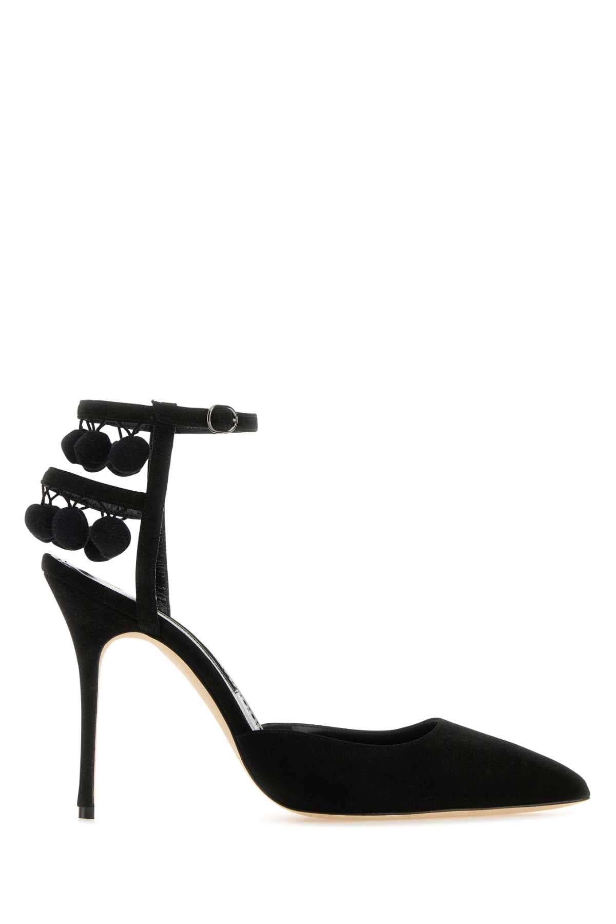 Manolo Blahnik Women Black Suede Tumusami Pumps