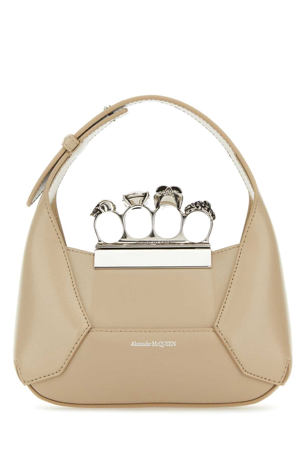 Alexander Mcqueen Women Sand Leather Mini Jewelled Hobo Handbag