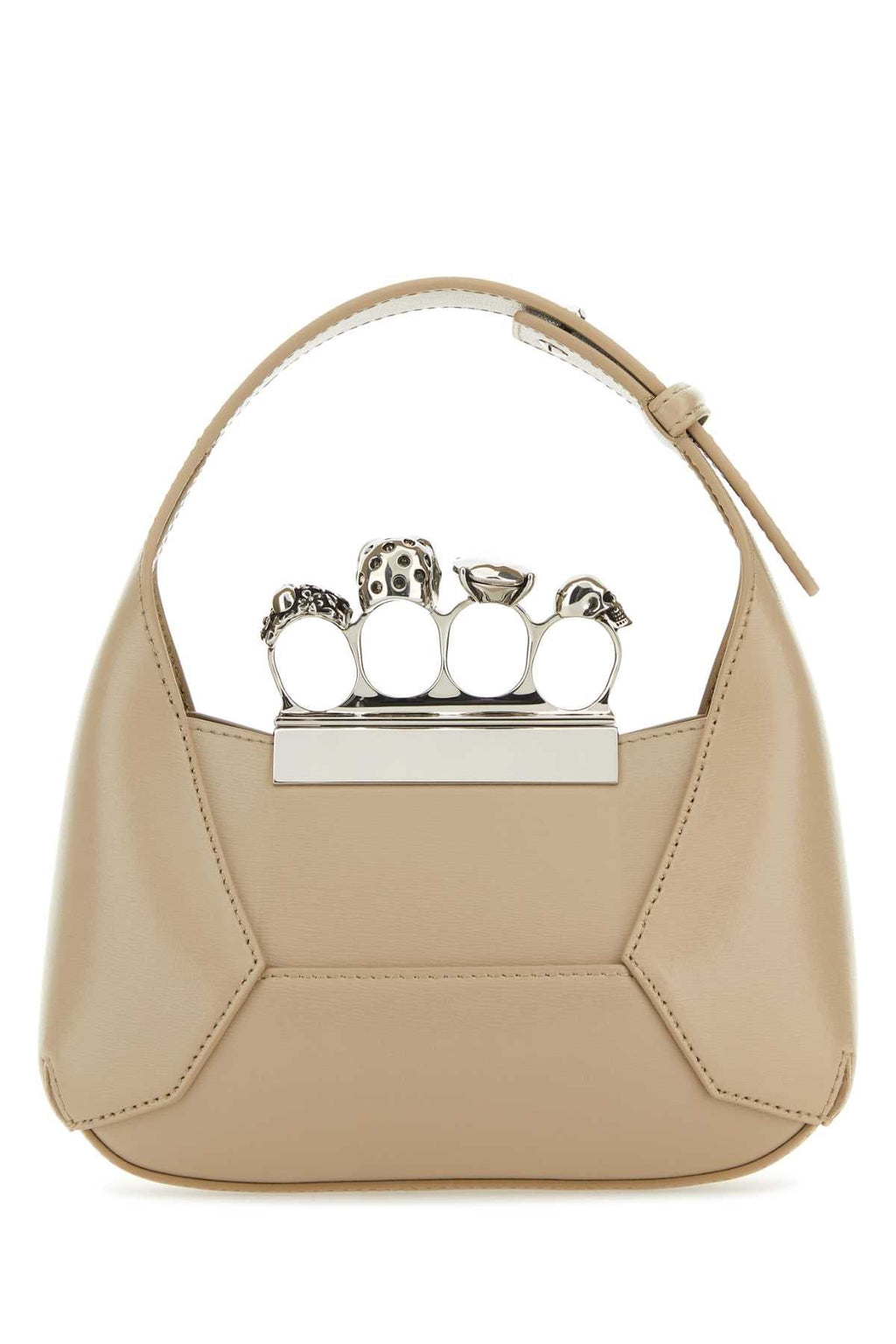 Alexander Mcqueen Women Sand Leather Mini Jewelled Hobo Handbag