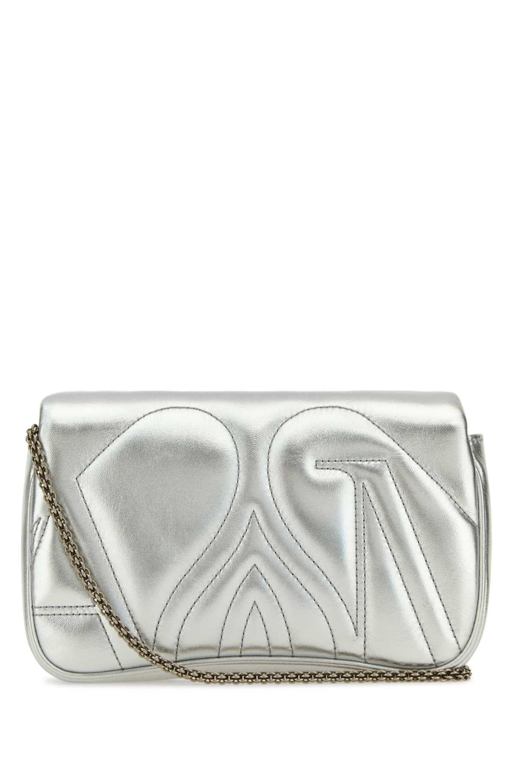 Alexander Mcqueen Women Silver Leather Mini Seal Clutch