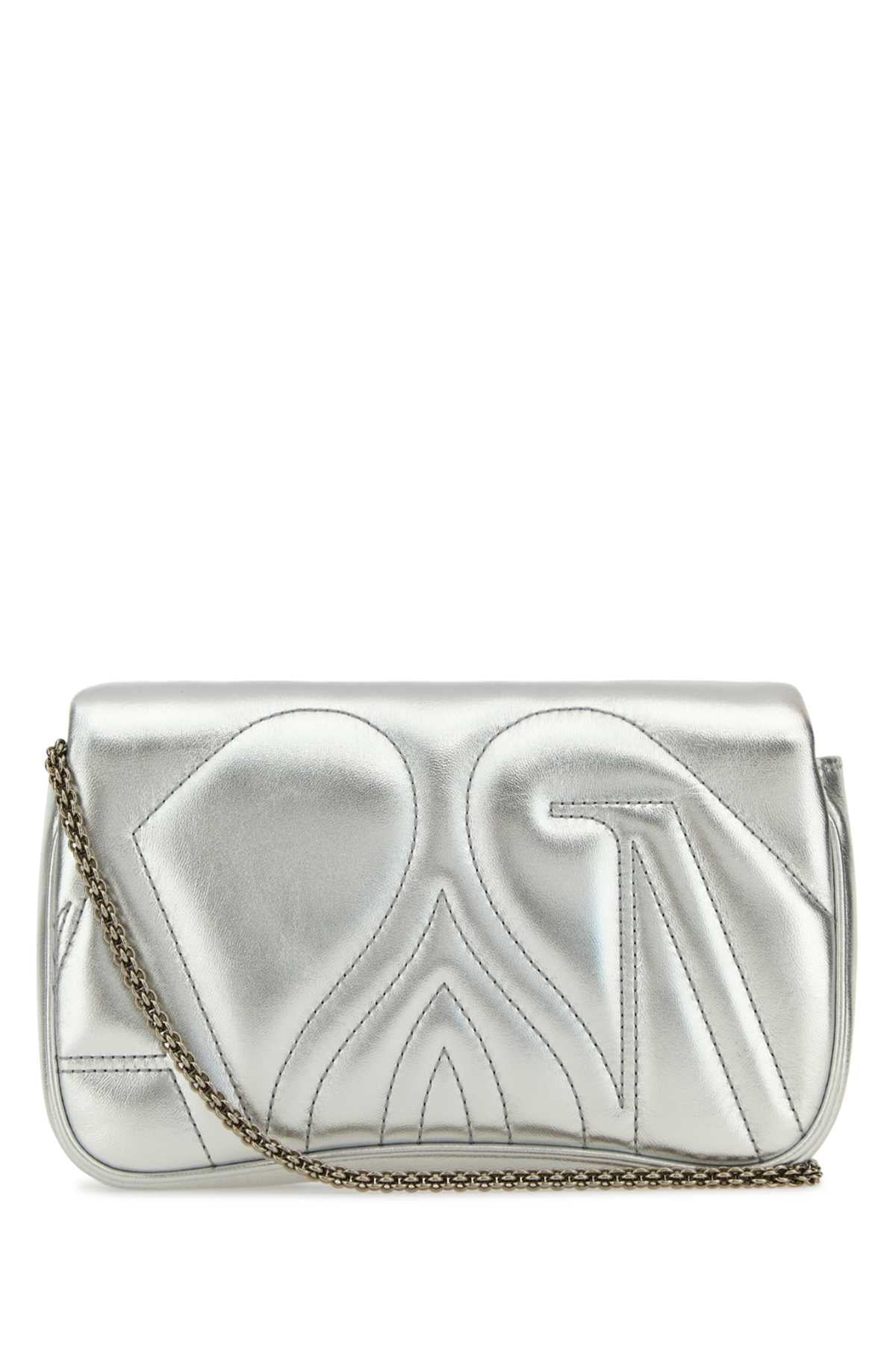 Alexander Mcqueen Women Silver Leather Mini Seal Clutch