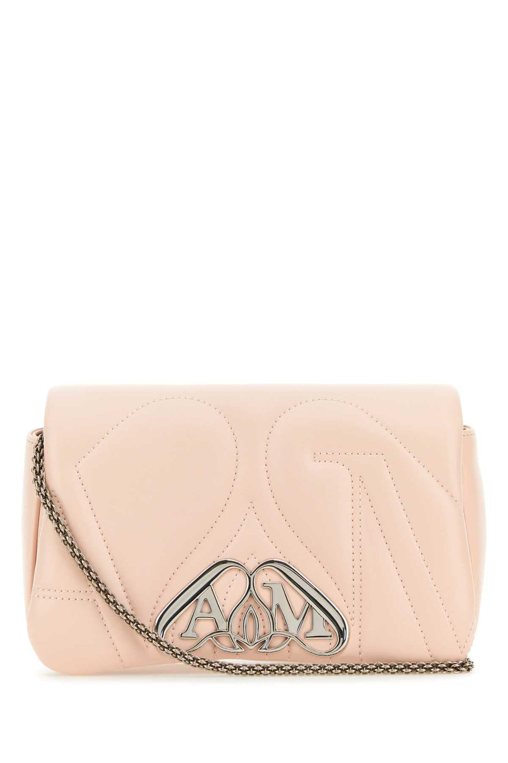 Alexander Mcqueen Women Pastel Pink Leather Mini Seal Clutch