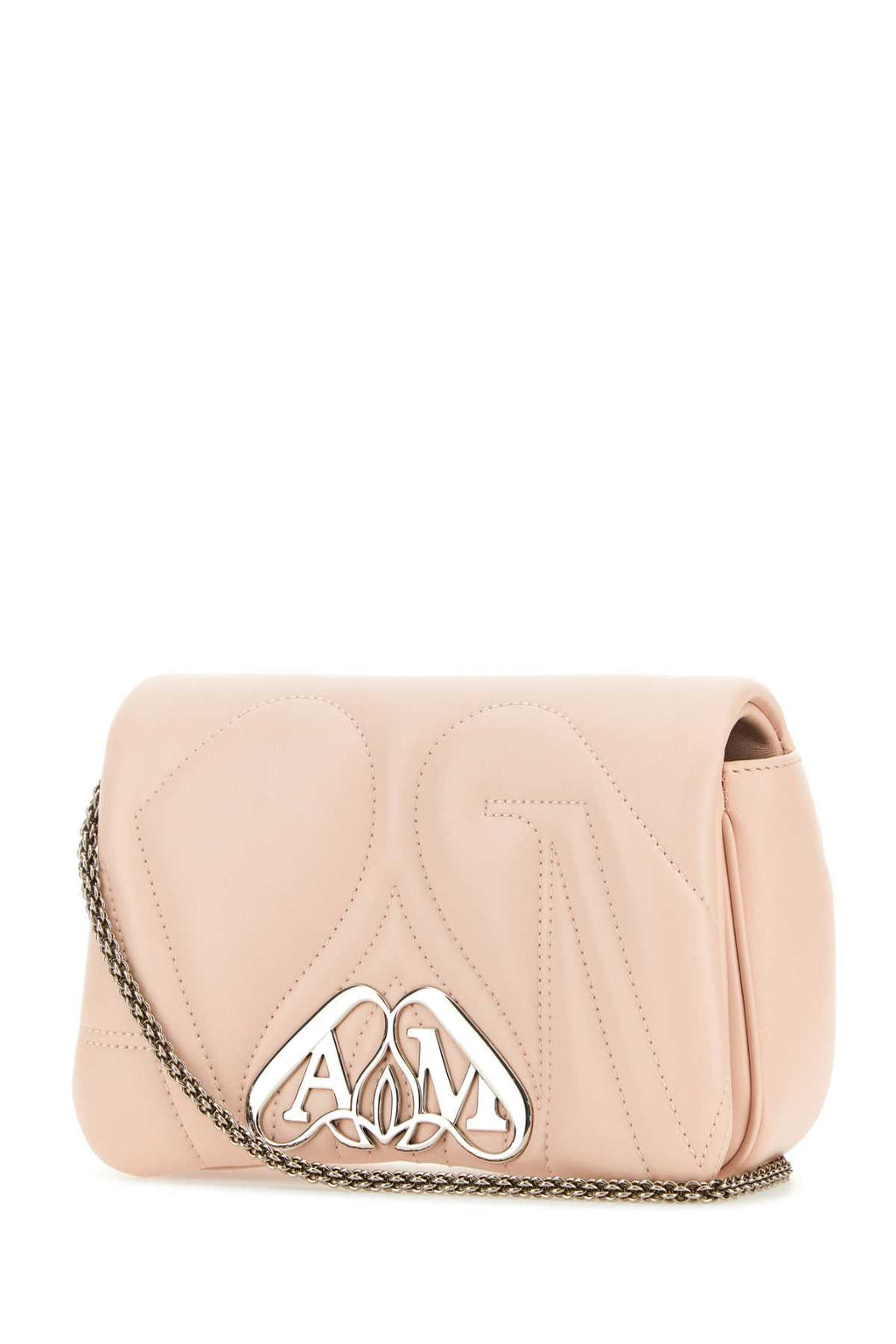 Alexander Mcqueen Women Pastel Pink Leather Mini Seal Clutch