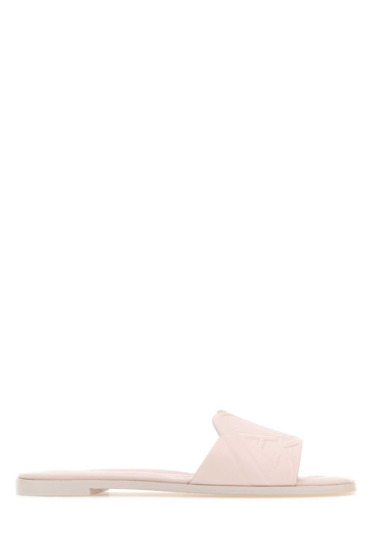 Alexander Mcqueen Women Pastel Pink Leather Slippers