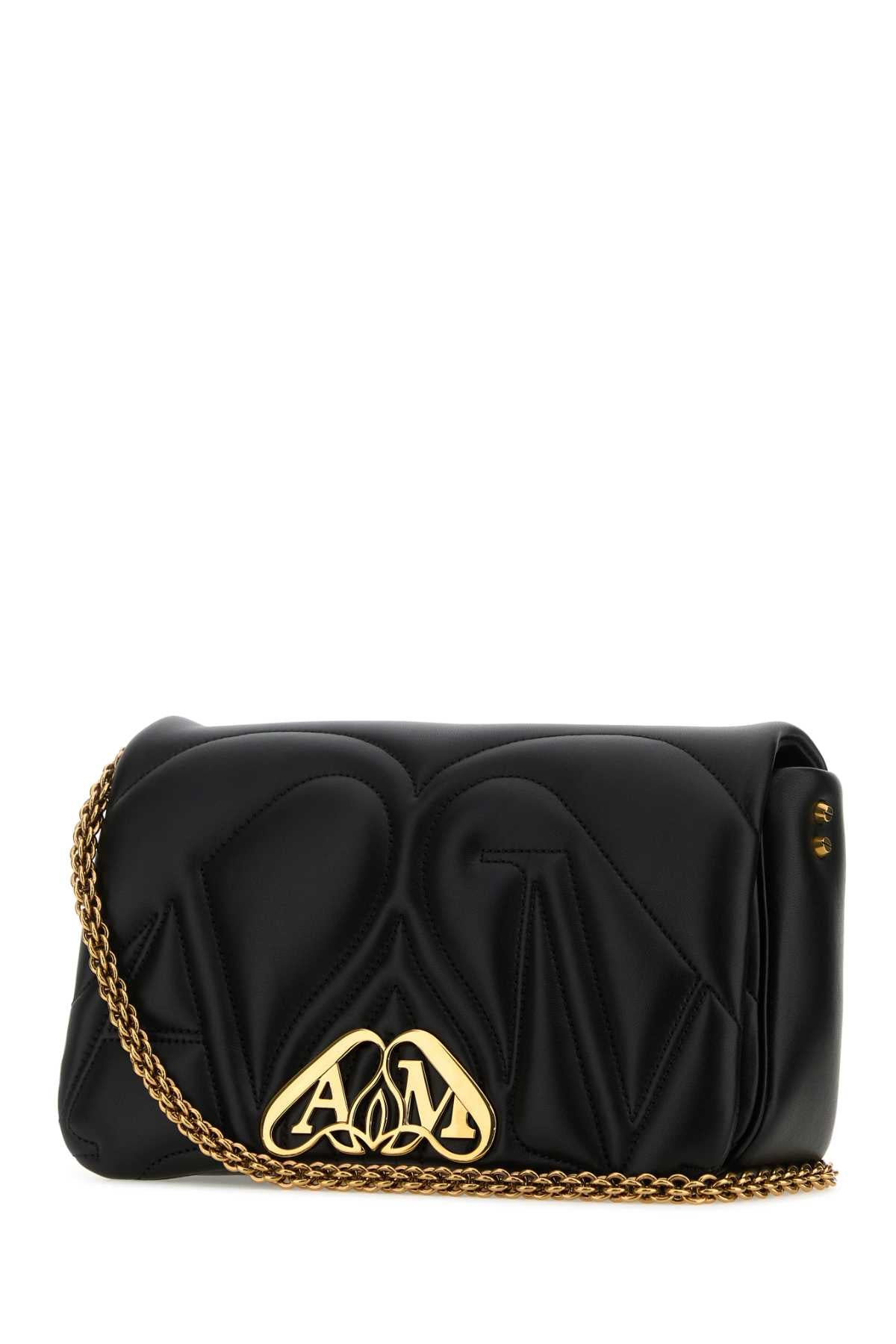 Alexander Mcqueen Women Black Leather Small Seal Shoulder Bag