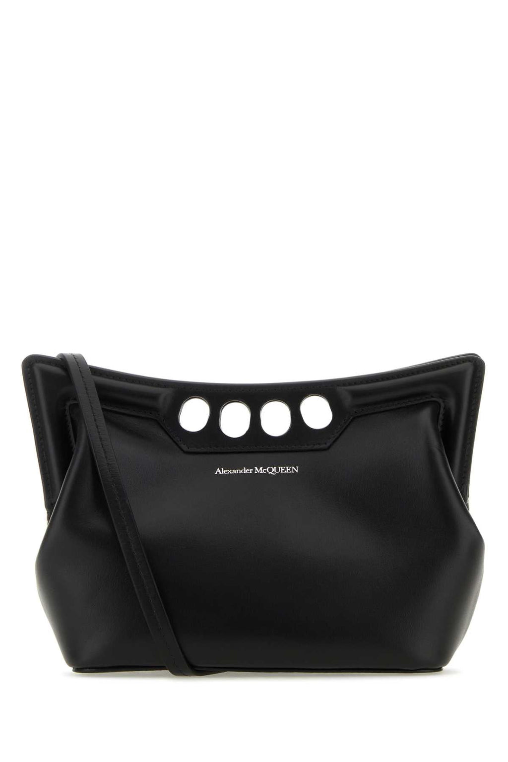 Alexander Mcqueen Women Black Leather Mini Peak Crossbody Bag