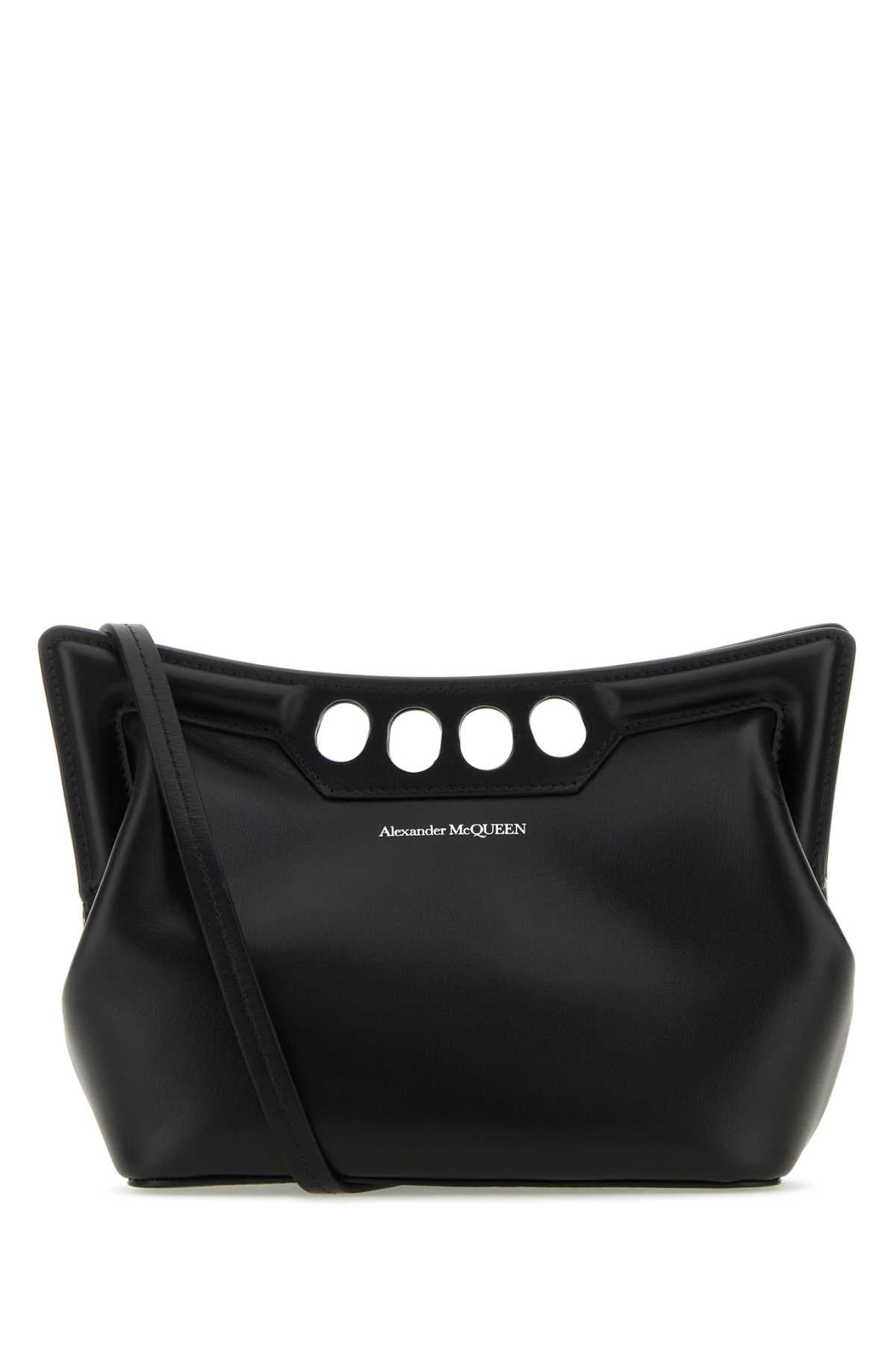 Alexander Mcqueen Women Black Leather Mini Peak Crossbody Bag