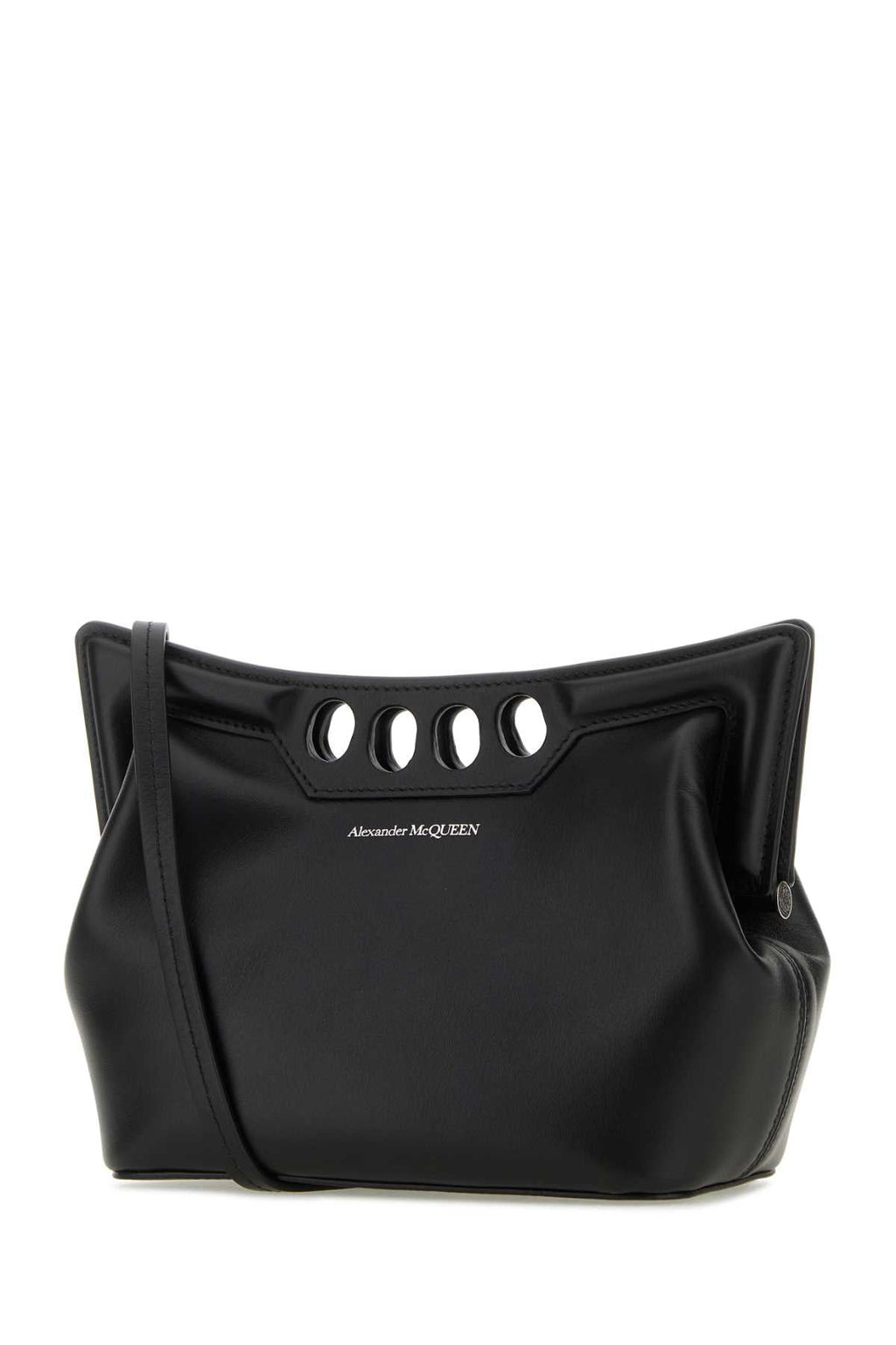 Alexander Mcqueen Women Black Leather Mini Peak Crossbody Bag