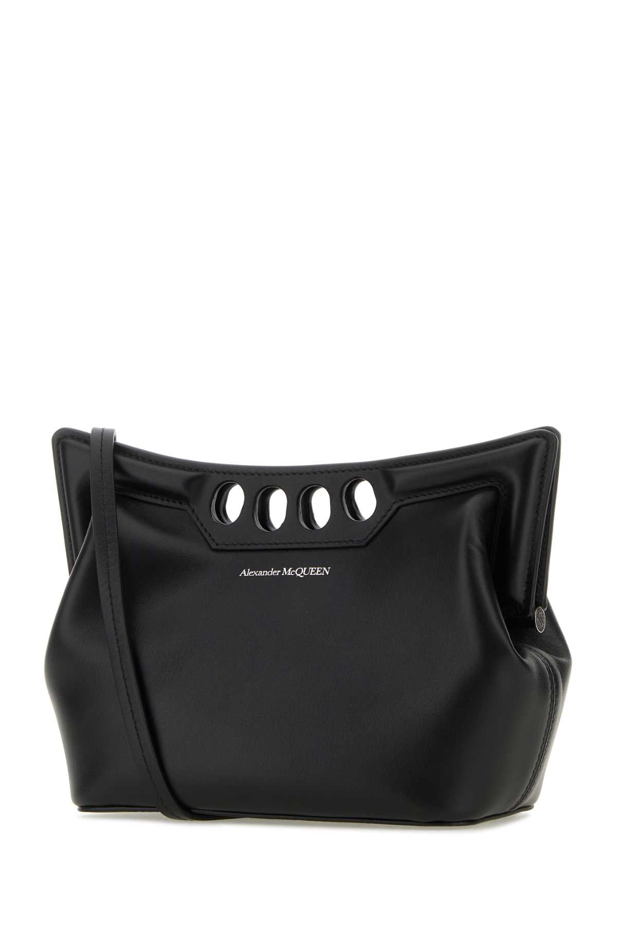 Alexander Mcqueen Women Black Leather Mini Peak Crossbody Bag