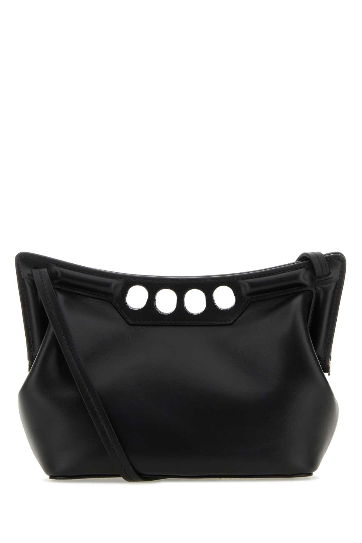 Alexander Mcqueen Women Black Leather Mini Peak Crossbody Bag