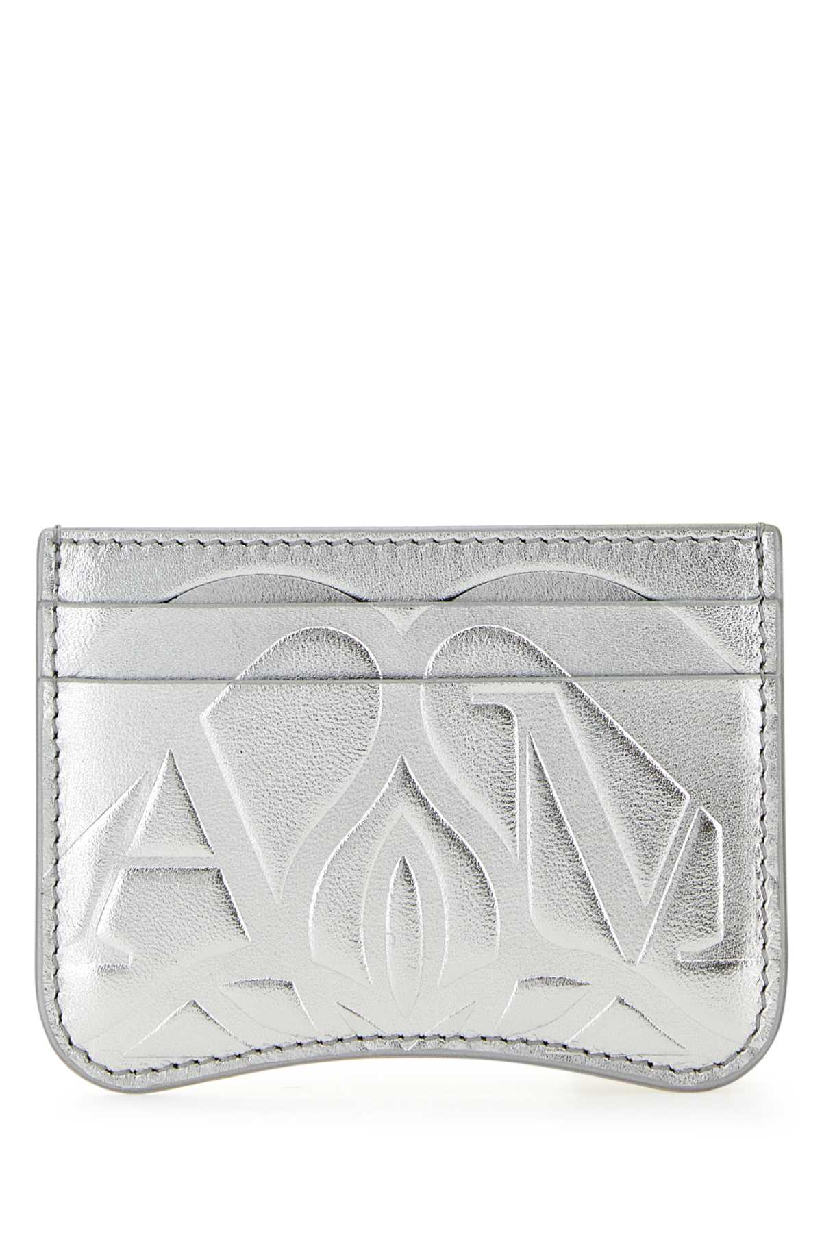 Alexander Mcqueen Women Silver Leather Card Holder