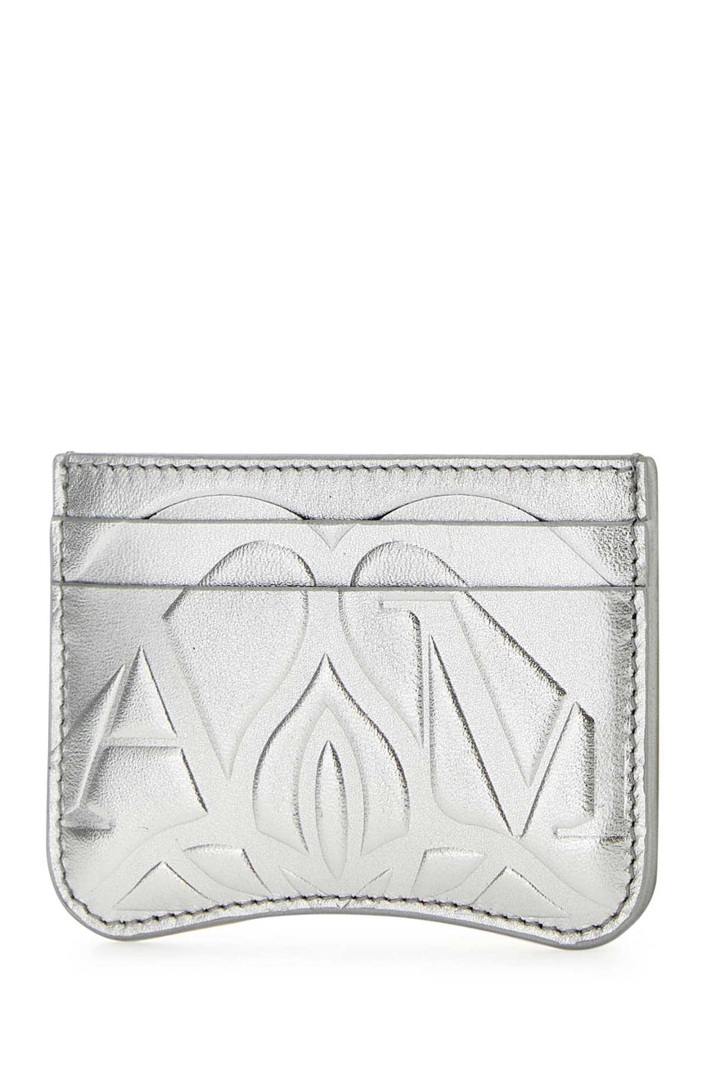 Alexander Mcqueen Women Silver Leather Card Holder