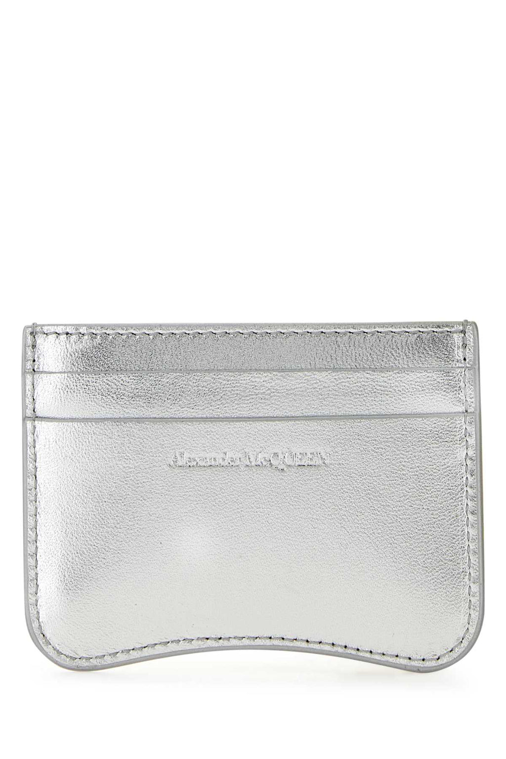 Alexander Mcqueen Women Silver Leather Card Holder