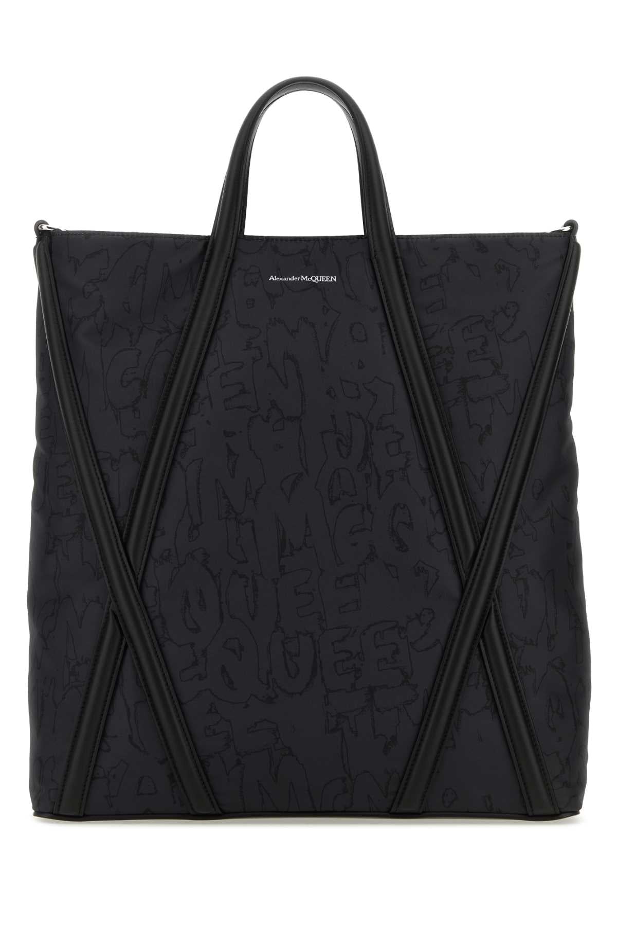 Alexander Mcqueen Men Black Nylon The Harness Shopping Bag