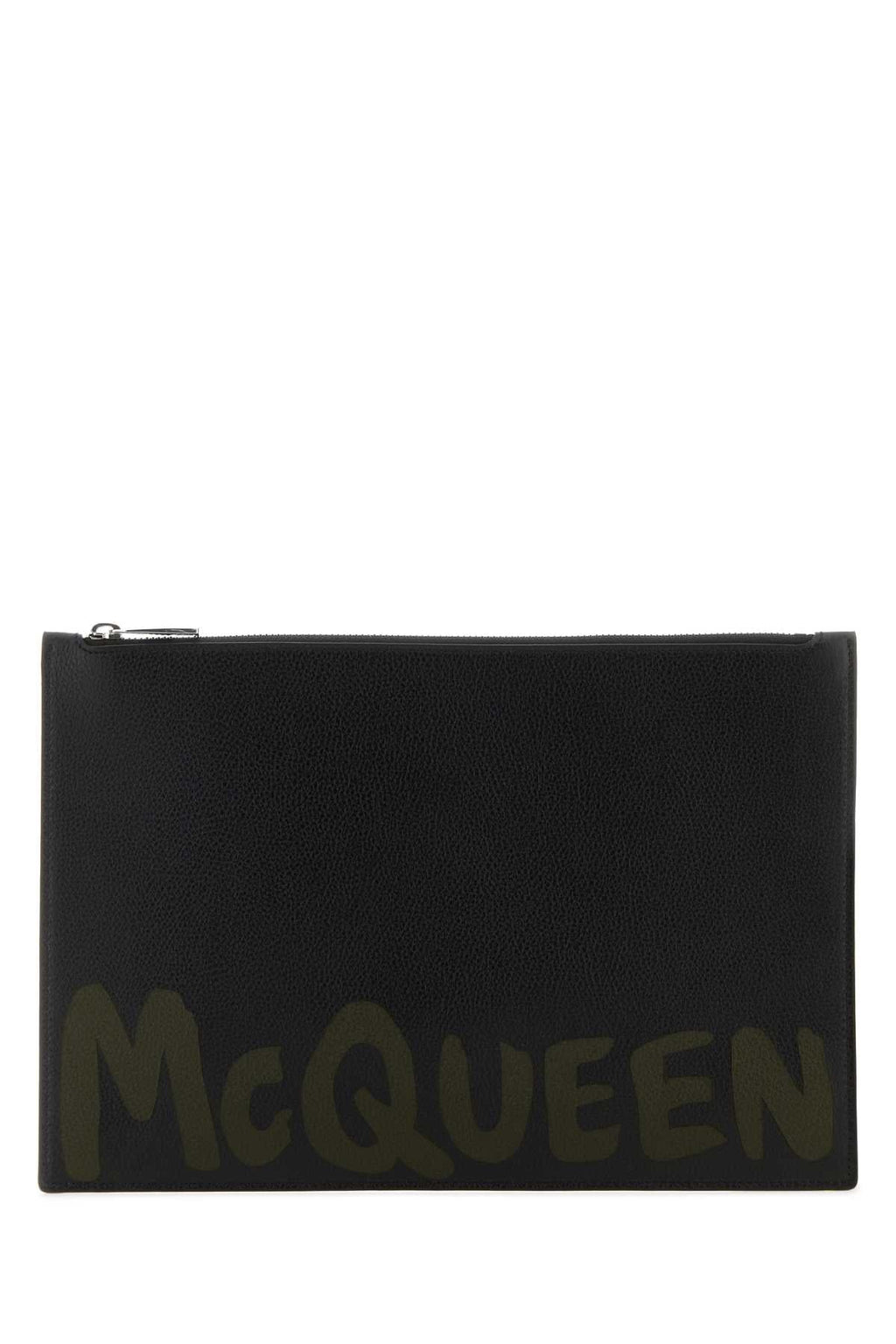 Alexander Mcqueen Men Black Leather Clutch