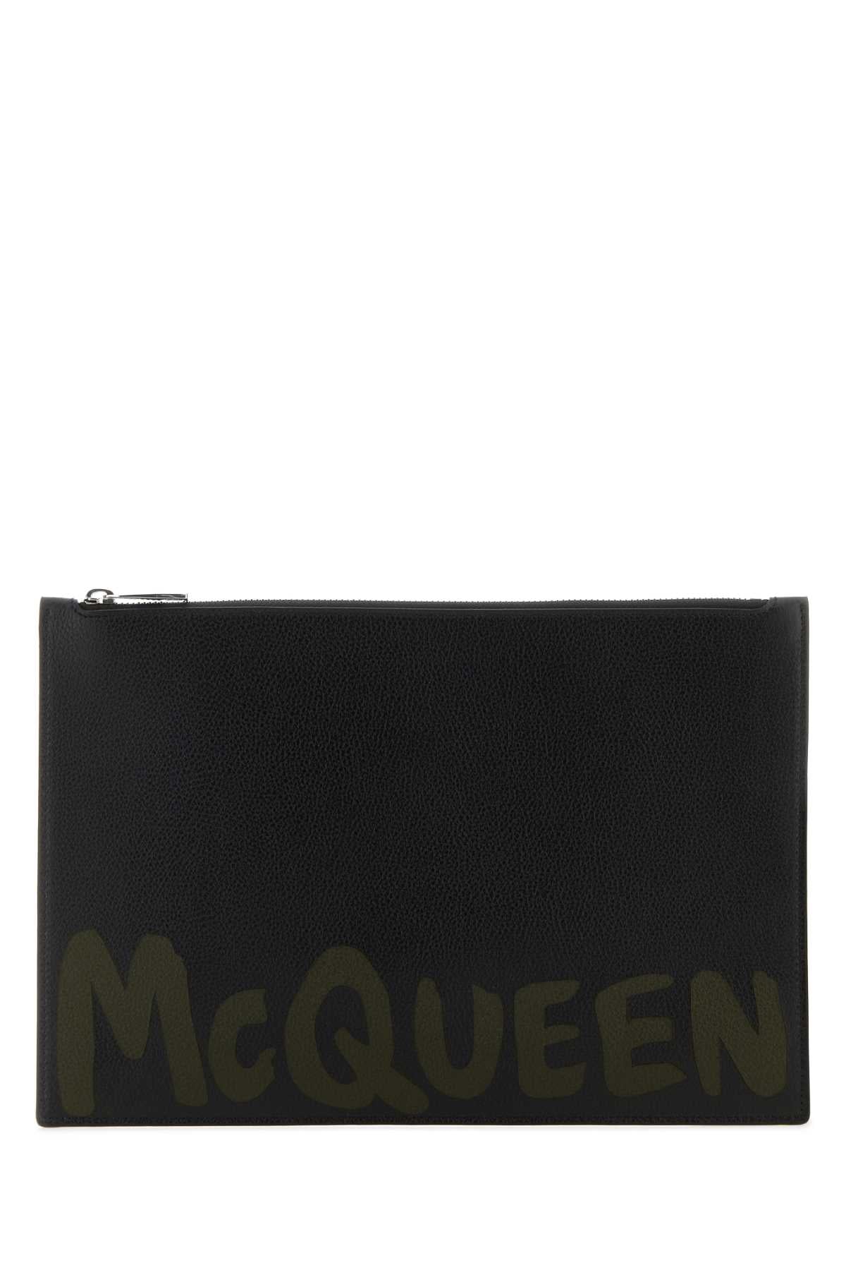 Alexander Mcqueen Men Black Leather Clutch