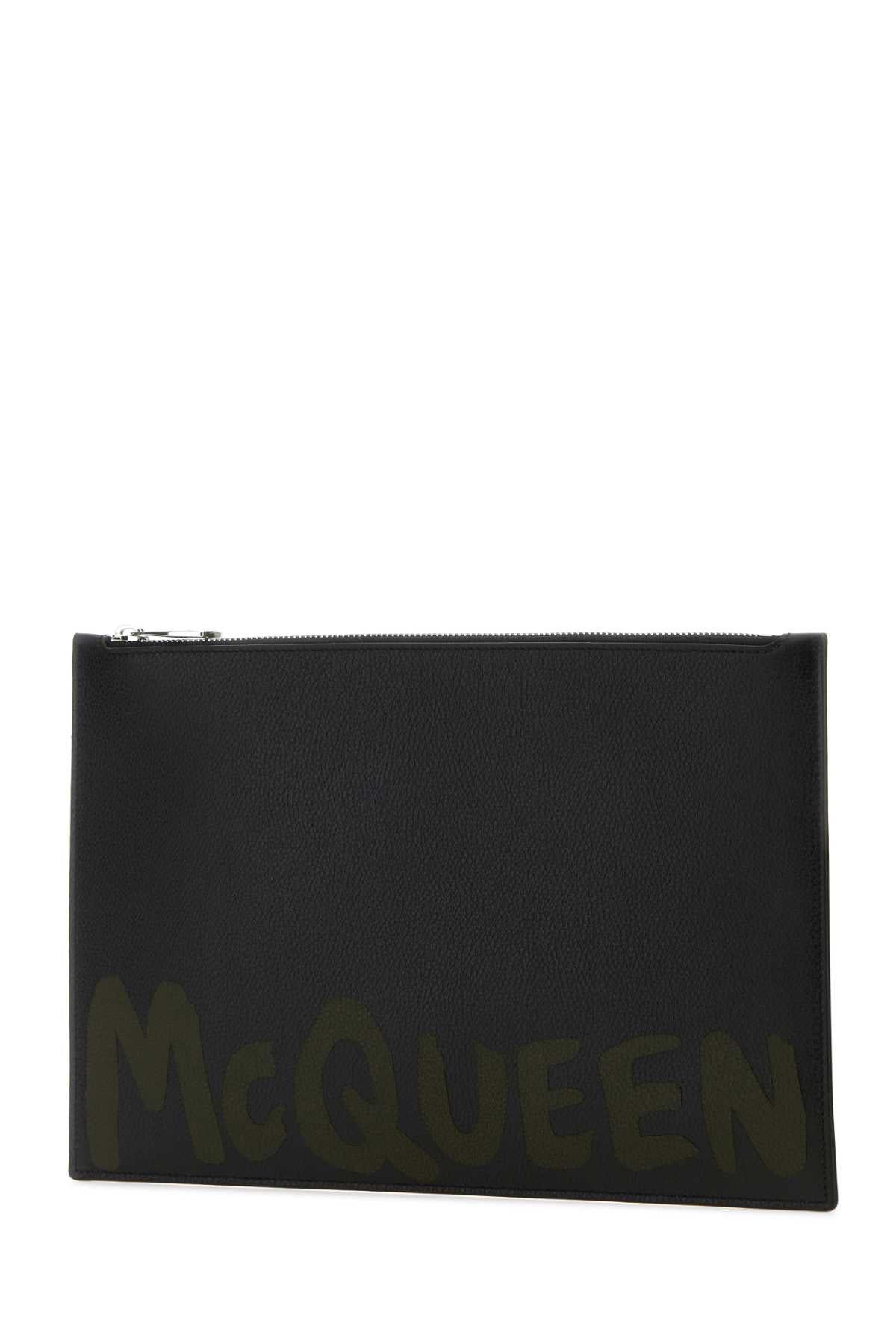 Alexander Mcqueen Men Black Leather Clutch