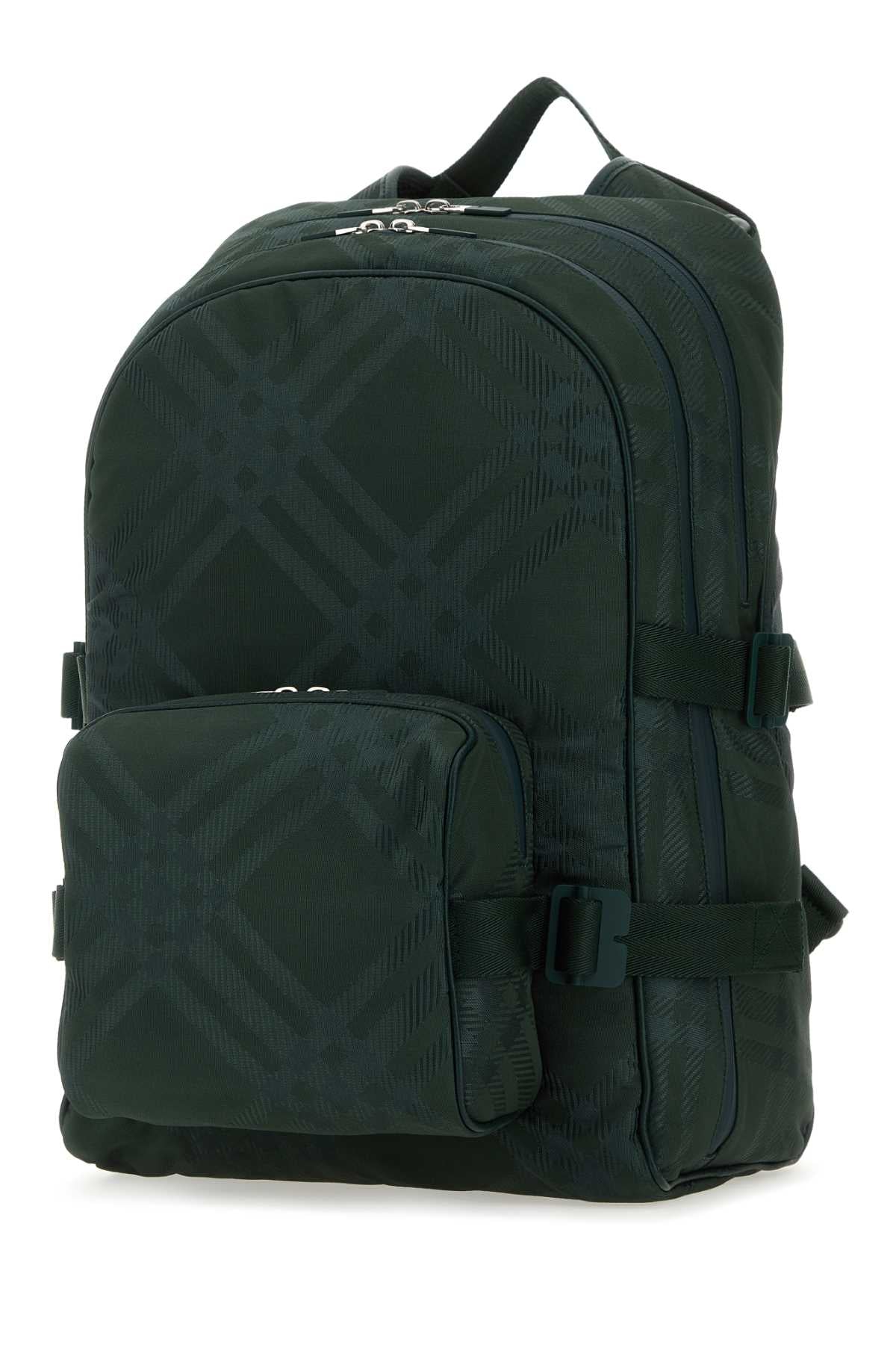 Burberry Men Bottle Green Nylon Blend Check Backpack