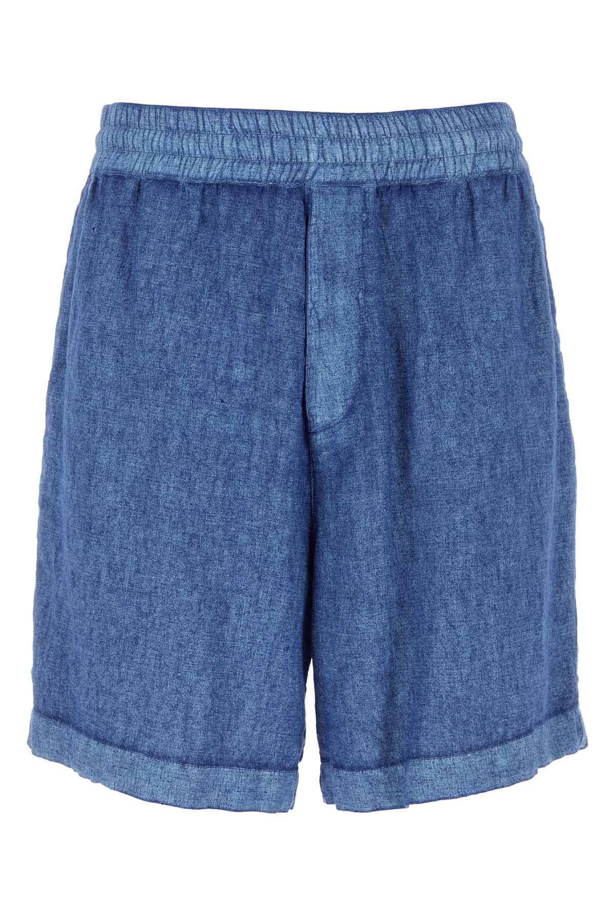 Burberry Men Blue Linen Bermuda Shorts