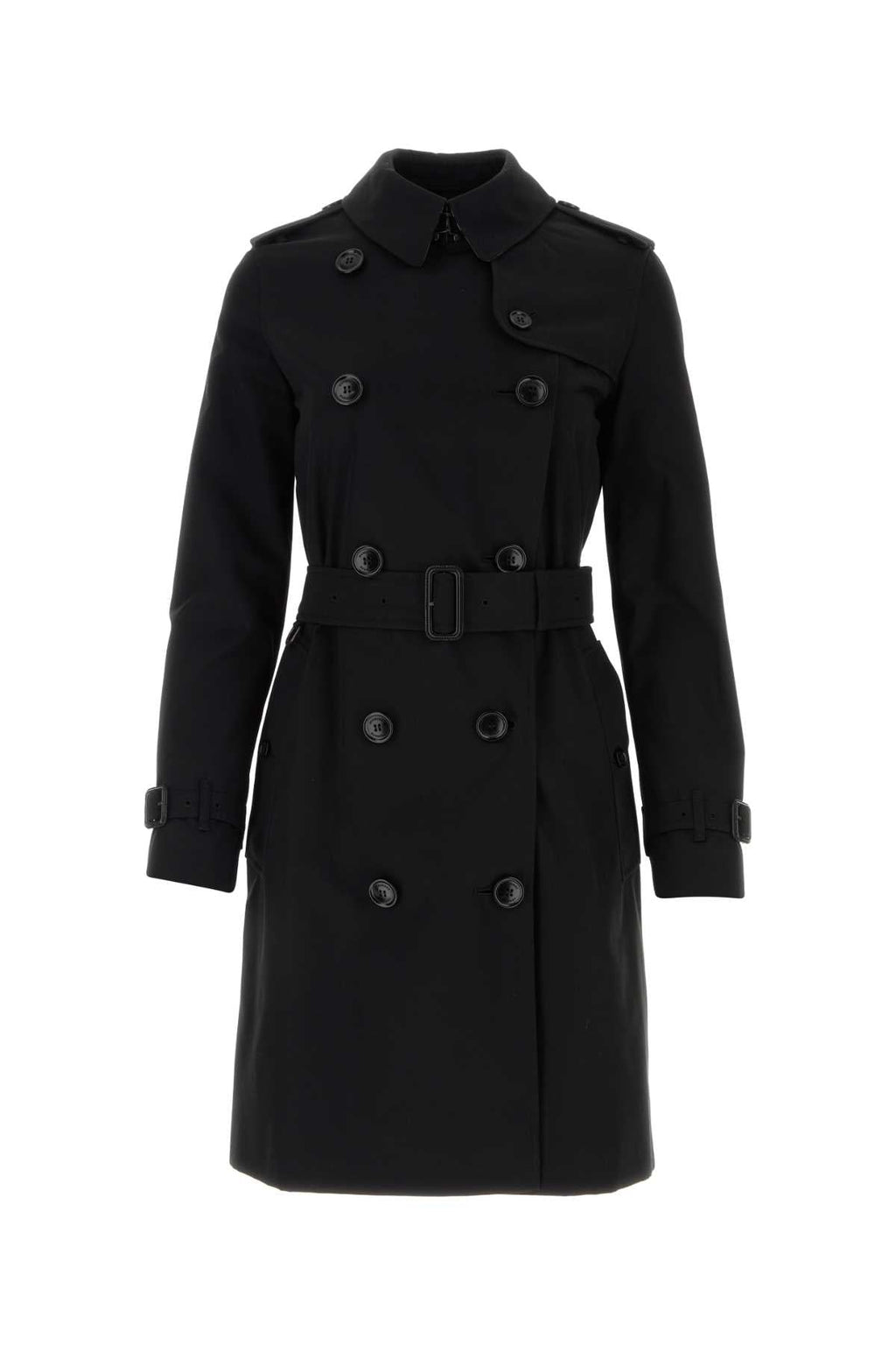 Burberry Women Black Gabardine Trench Coat