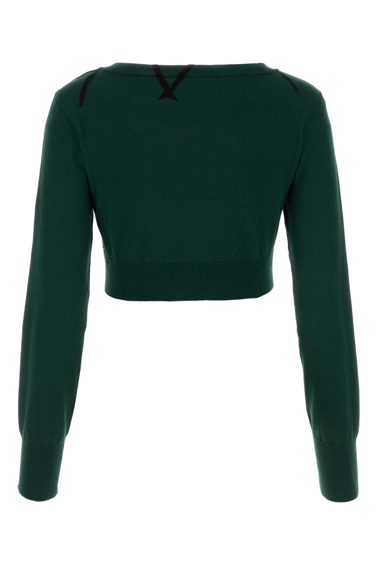 Burberry Women Bottle Green Cotton Sweater