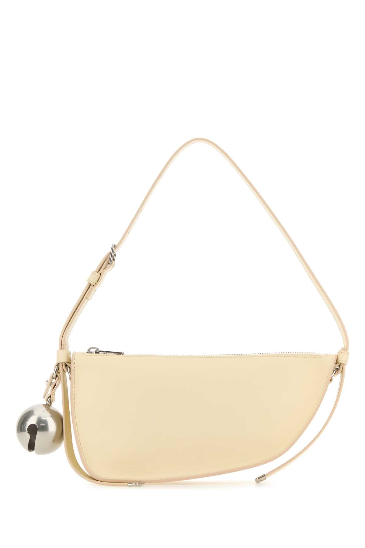 Burberry Women Cream Leather Shield Mini Shoulder Bag