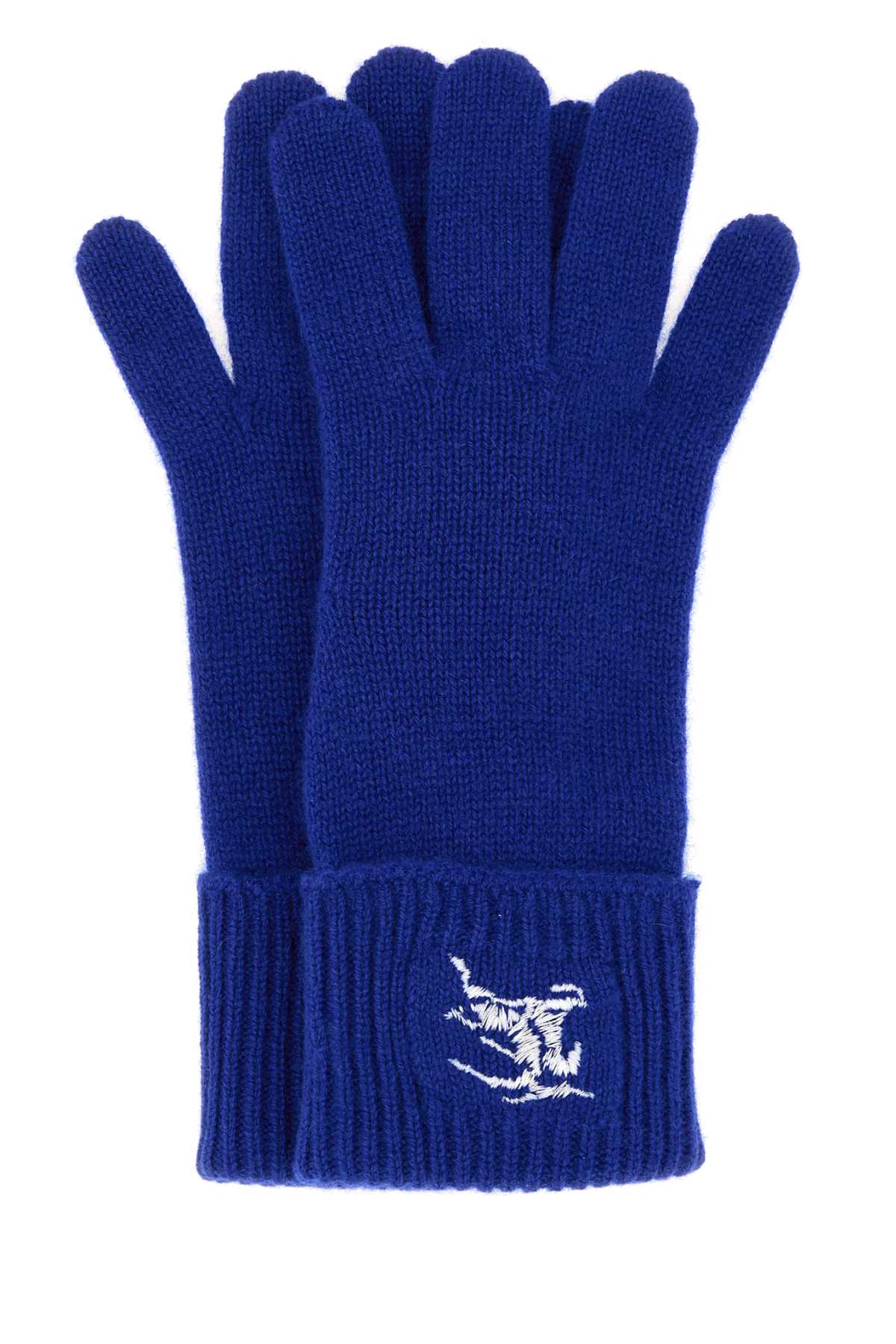 Burberry Women Electric Blue Cashmere Blend Gloves
