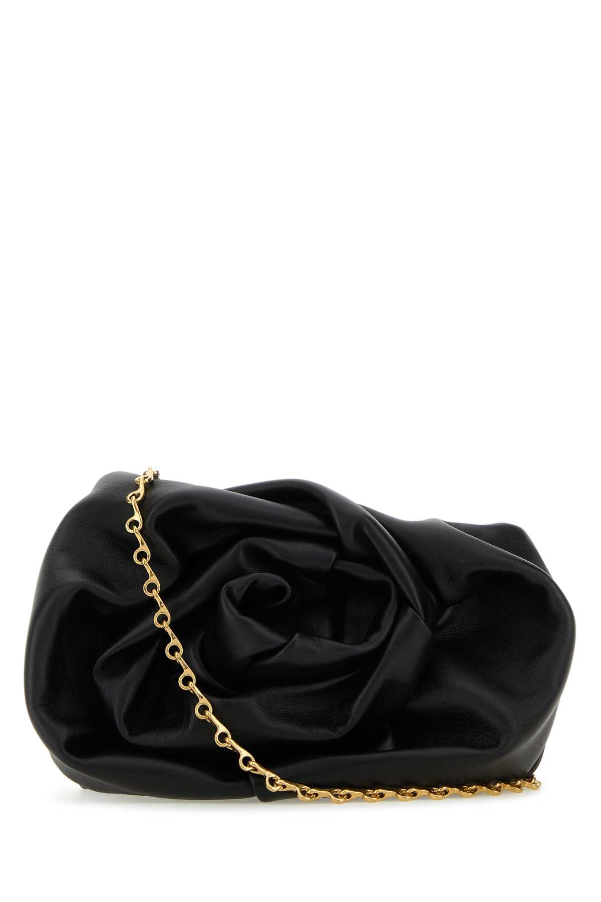 Burberry Women Black Nappa Leather Rose Clutch