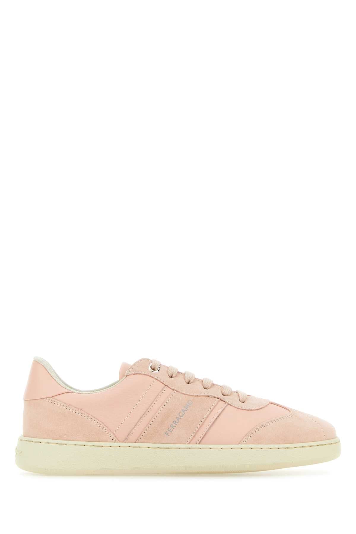 Tênis Salvatore Ferragamo Achille feminino em couro e camurça rosa pastel