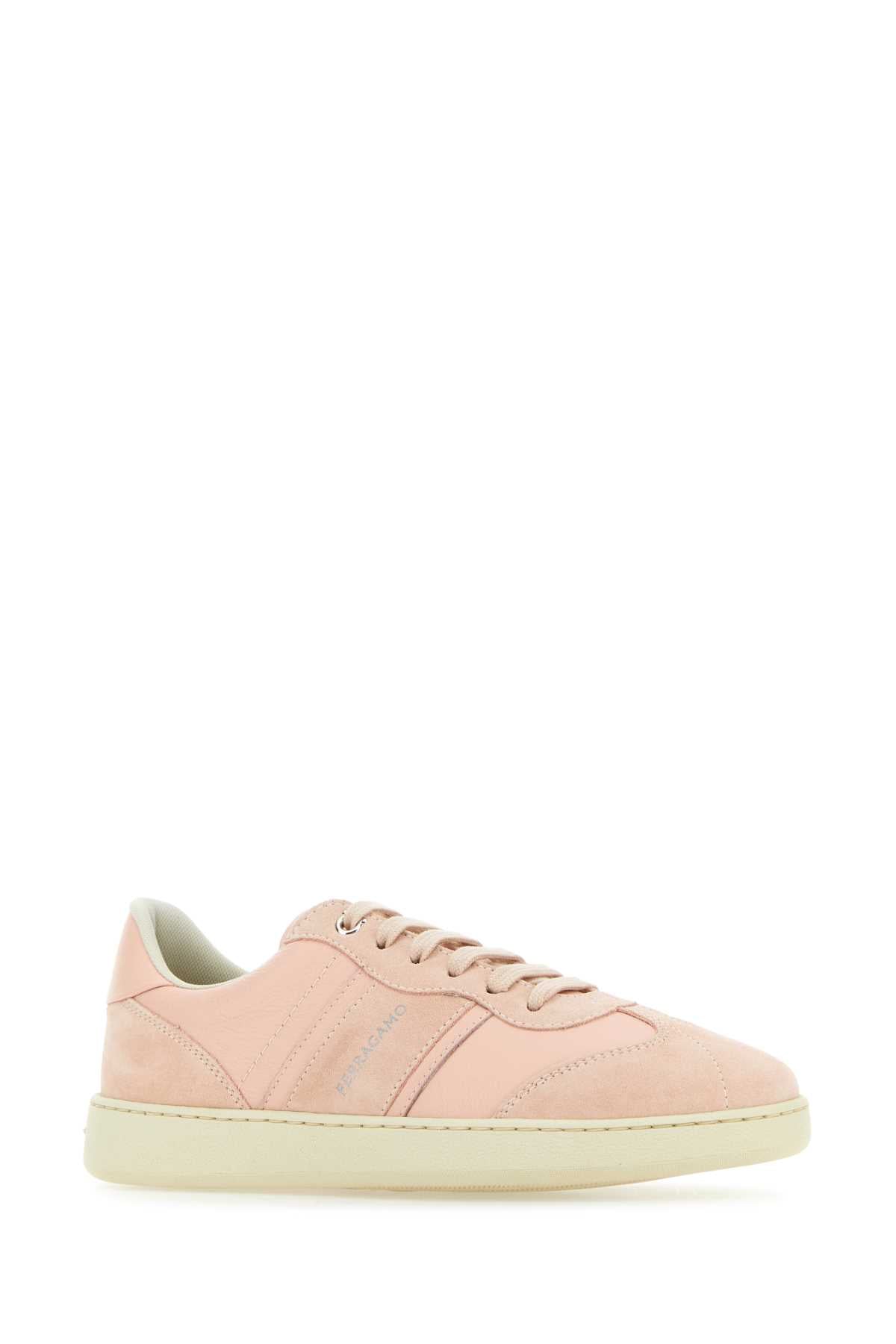 Tênis Salvatore Ferragamo Achille feminino em couro e camurça rosa pastel