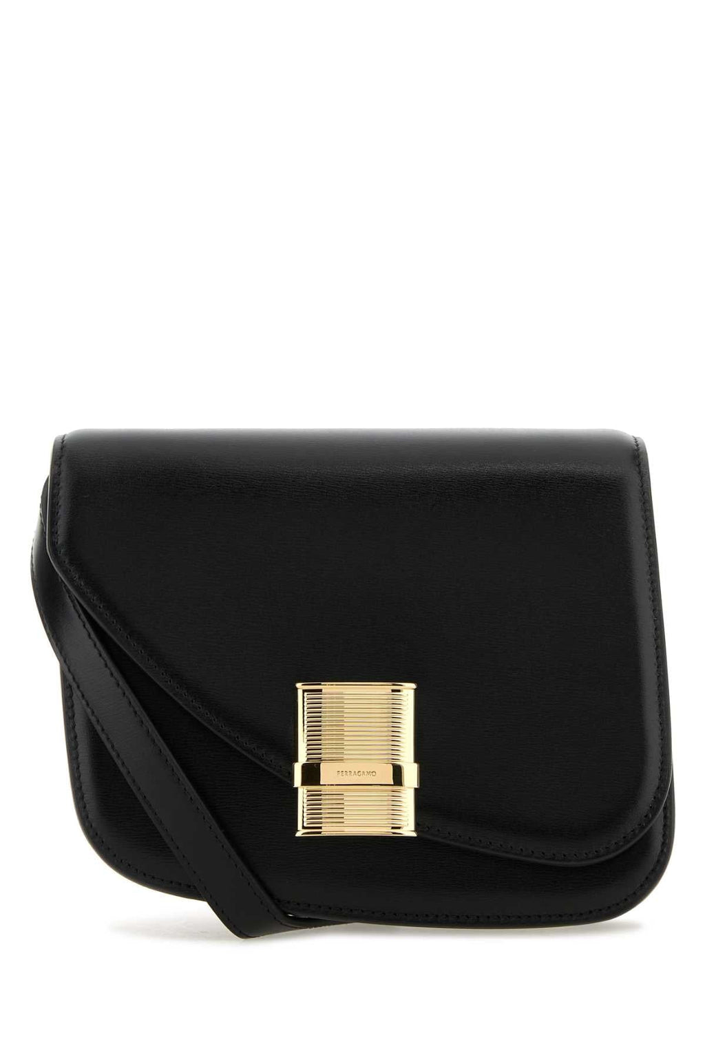 Bolsa transversal feminina Salvatore Ferragamo em couro preto.