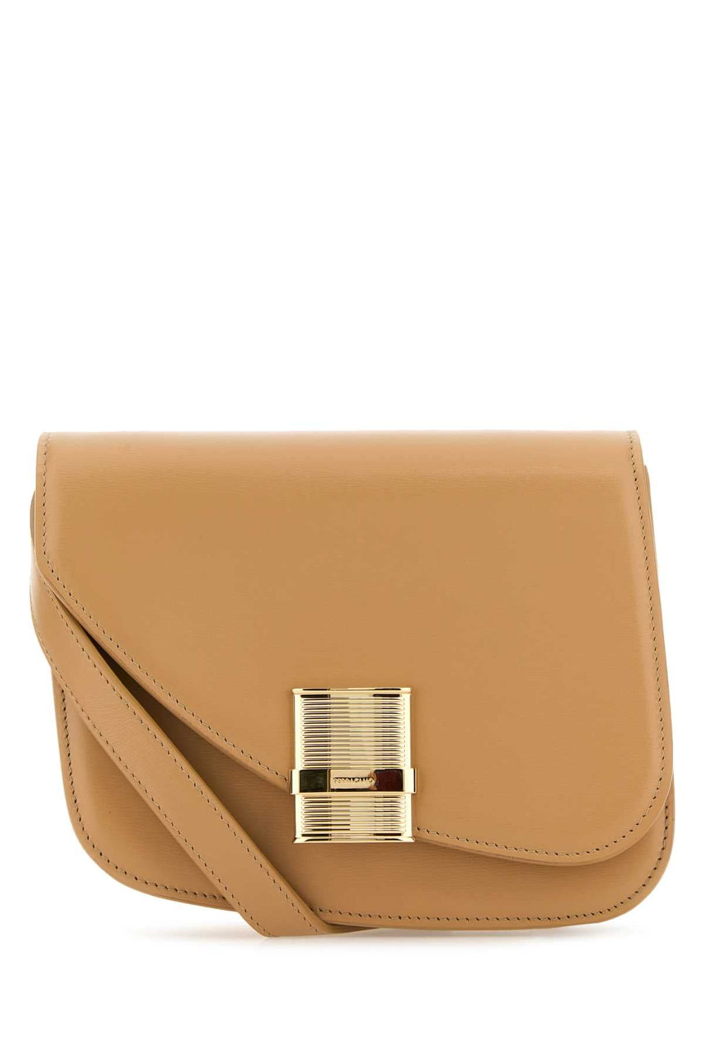 Salvatore Ferragamo Bolsa feminina pequena de couro bege Fiamma Crossbody