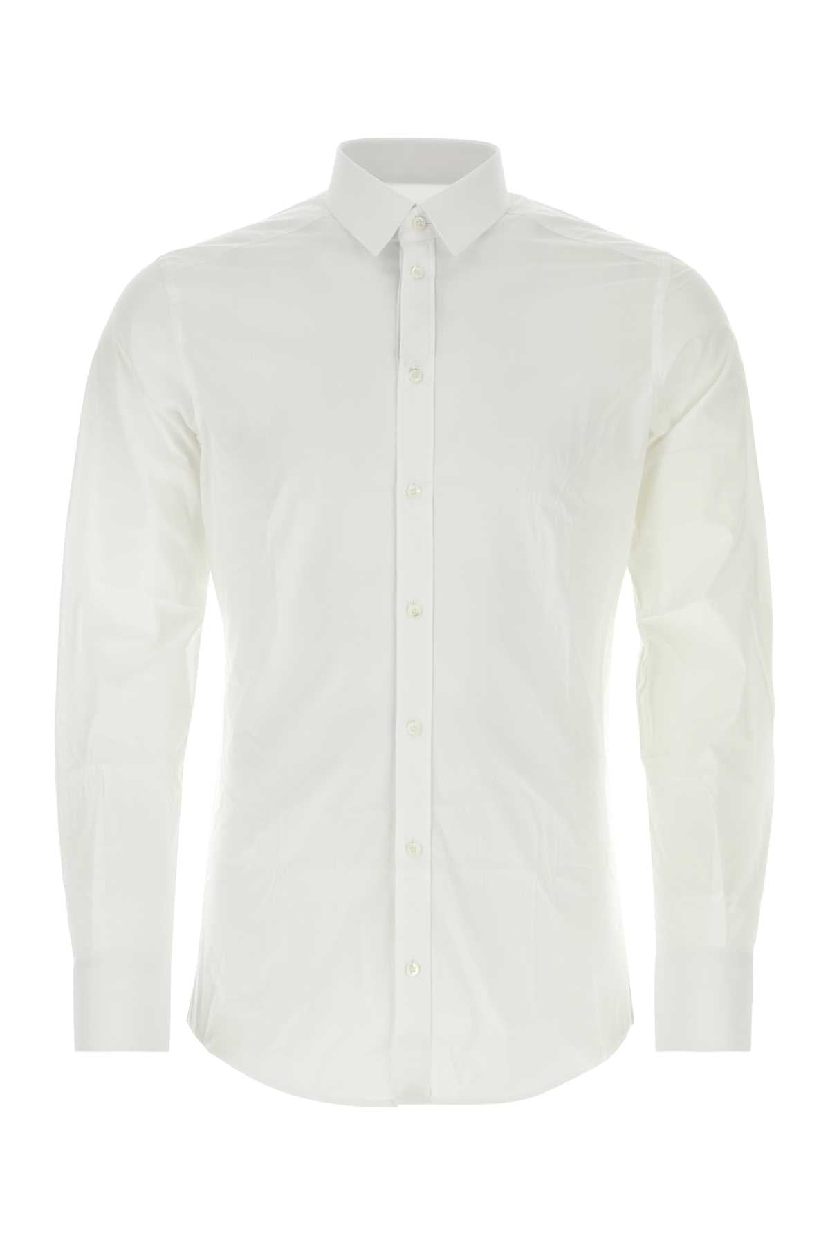 Dolce & Gabbana Men White Stretch Poplin Shirt